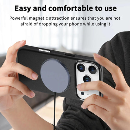 For  iPhone 18 Pro Electroplated Metal Button MagSafe Phone Case - Black - SYA002680420C