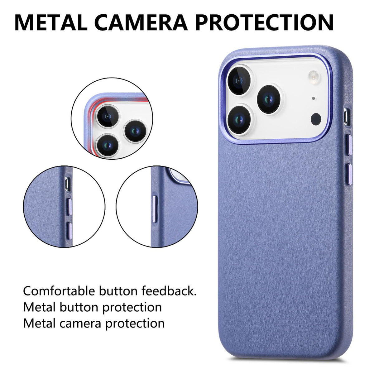 For  iPhone 18 Pro Electroplated Metal Button MagSafe Phone Case - Blue - SYA002680420D