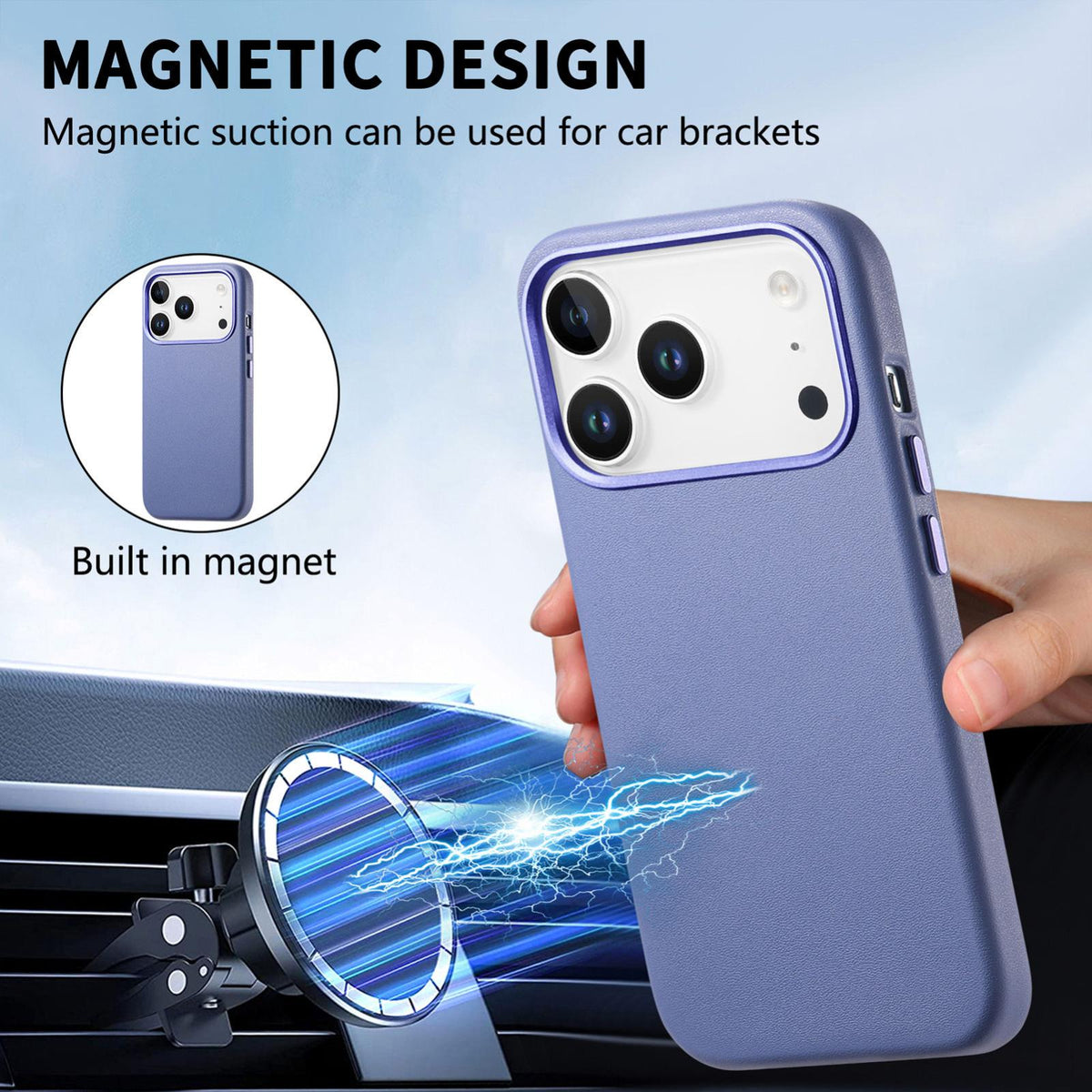 For  iPhone 18 Pro Electroplated Metal Button MagSafe Phone Case - Blue - SYA002680420D