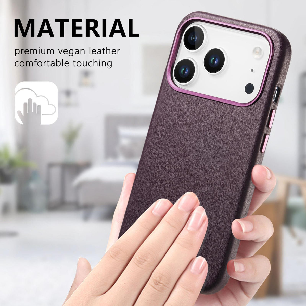 For  iPhone 18 Pro Electroplated Metal Button MagSafe Phone Case - Purple - SYA002680420E