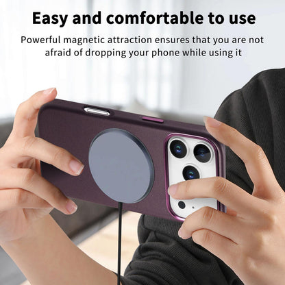 For  iPhone 18 Pro Electroplated Metal Button MagSafe Phone Case - Purple - SYA002680420E
