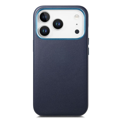 For  iPhone 18 Pro Electroplated Metal Button MagSafe Phone Case - Dark Blue - SYA002680420F