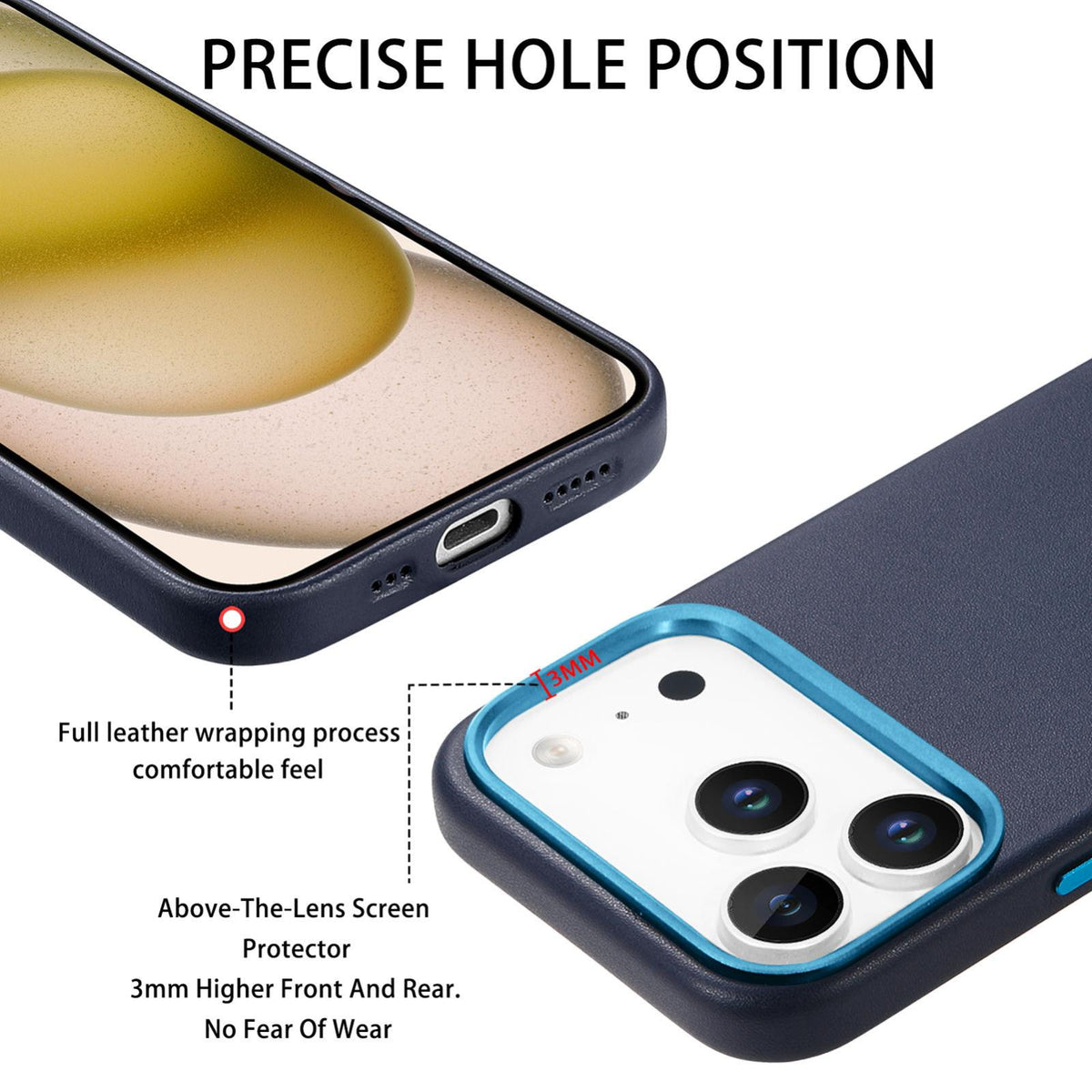 For  iPhone 18 Pro Electroplated Metal Button MagSafe Phone Case - Dark Blue - SYA002680420F