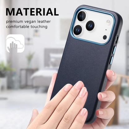 For  iPhone 18 Pro Electroplated Metal Button MagSafe Phone Case - Dark Blue - SYA002680420F