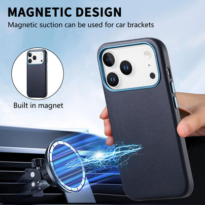 For  iPhone 18 Pro Electroplated Metal Button MagSafe Phone Case - Dark Blue - SYA002680420F