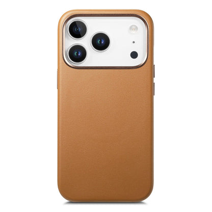 For  iPhone 18 Pro Electroplated Metal Button MagSafe Phone Case - Brown - SYA002680420G