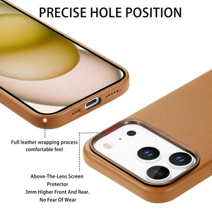 For  iPhone 18 Pro Electroplated Metal Button MagSafe Phone Case - Brown - SYA002680420G
