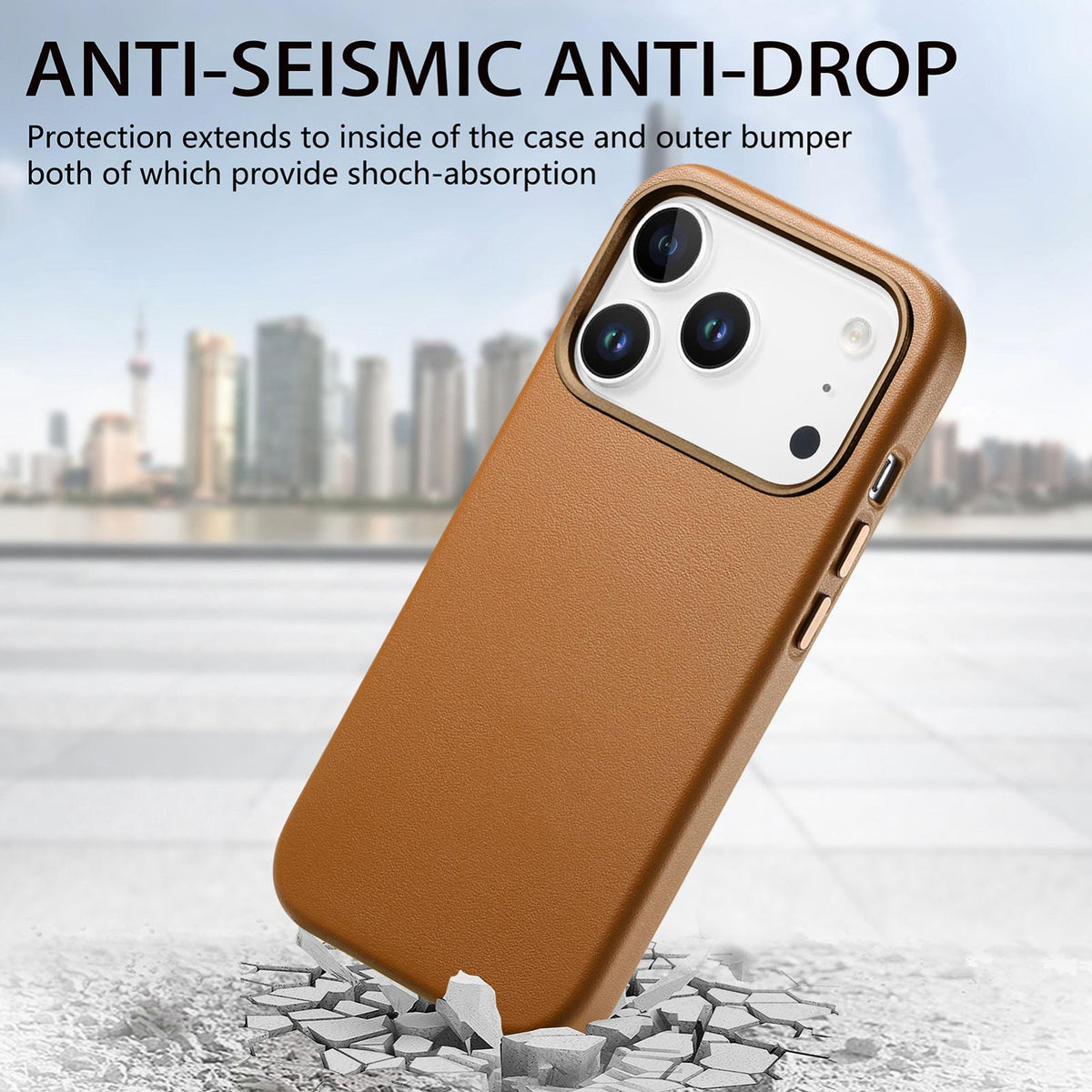 For  iPhone 18 Pro Electroplated Metal Button MagSafe Phone Case - Brown - SYA002680420G