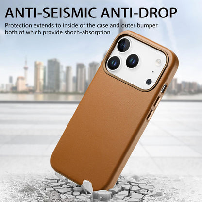 For  iPhone 18 Pro Electroplated Metal Button MagSafe Phone Case - Brown - SYA002680420G