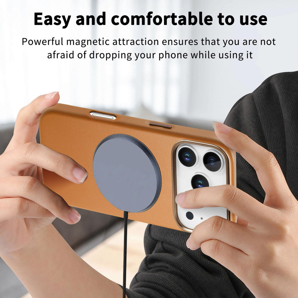 For  iPhone 18 Pro Electroplated Metal Button MagSafe Phone Case - Brown - SYA002680420G