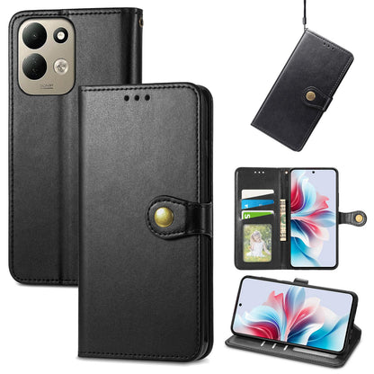 For Xiaomi Poco C95 Pro Retro Solid Color Buckle Leather Phone Case - Black - SYA002735303A