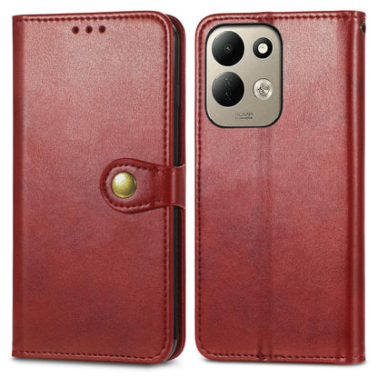 For Xiaomi Poco C95 Pro Retro Solid Color Buckle Leather Phone Case - Red - SYA002735303D