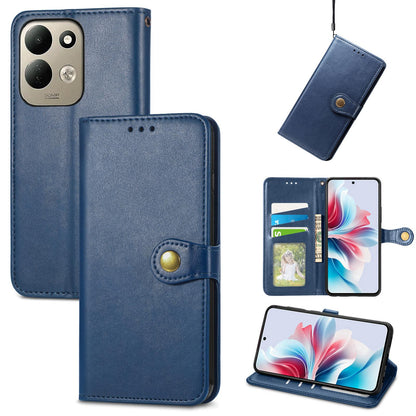 For Xiaomi Poco C95 Pro Retro Solid Color Buckle Leather Phone Case - Blue - SYA002735303E