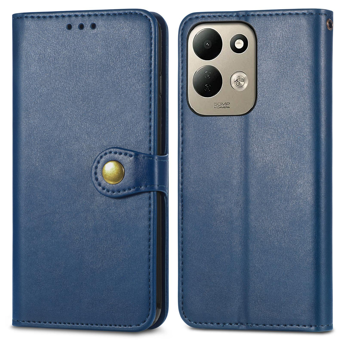 For Xiaomi Poco C95 Pro Retro Solid Color Buckle Leather Phone Case - Blue - SYA002735303E