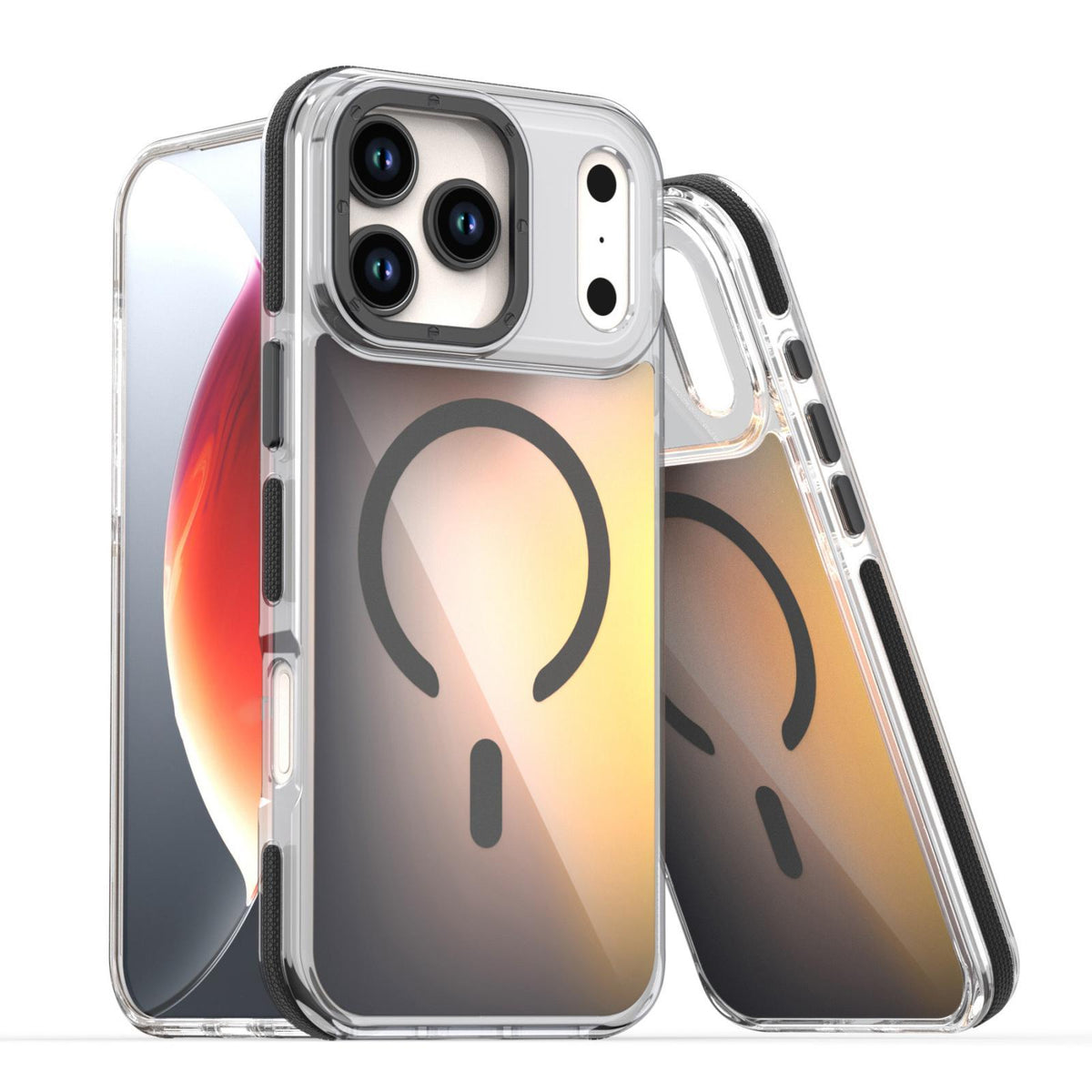 For iPhone 18 Pro Max Dual-Color Gradient Discolor MagSafe Phone Case - Black - SYA002759727A