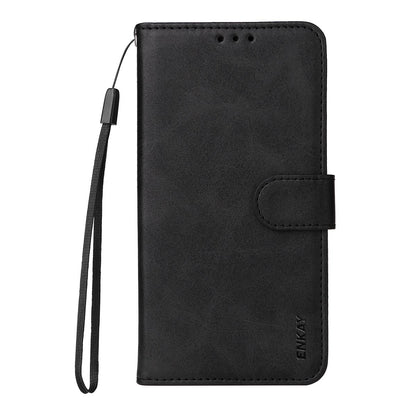 For Redmi 15a 5G ENKAY Card Wallet Calf Texture Leather Phone Case with Screen Film(Black)