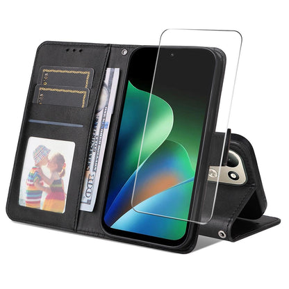 For Redmi Note 17 4G Global 171mm ENKAY Card Wallet Calf Texture Leather Phone Case with Screen Film(Black)
