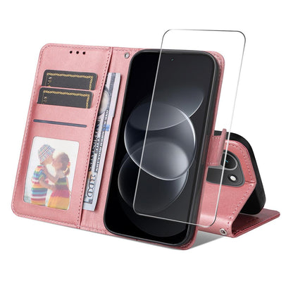 For Redmi Note 17 Pro+ 5G Global163mm ENKAY Card Wallet Calf Texture Leather Phone Case with Screen Film(Pink)
