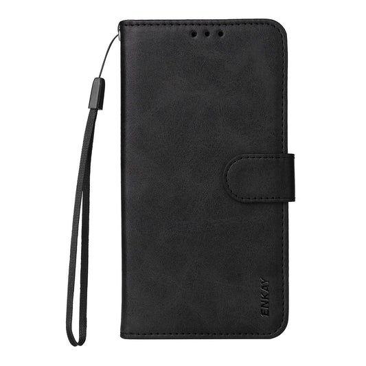 For Redmi Note 17 Pro+ 5G Global163mm ENKAY Card Wallet Calf Texture Leather Phone Case with Screen Film(Black)