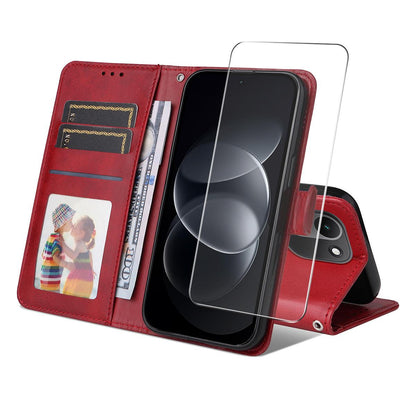 For Redmi Note 17 Pro+ 5G Global163mm ENKAY Card Wallet Calf Texture Leather Phone Case with Screen Film(Red)
