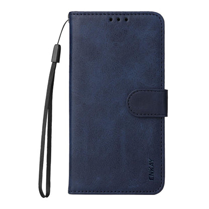 For Redmi Note 17 Pro+ 5G Global163mm ENKAY Card Wallet Calf Texture Leather Phone Case with Screen Film(Blue)