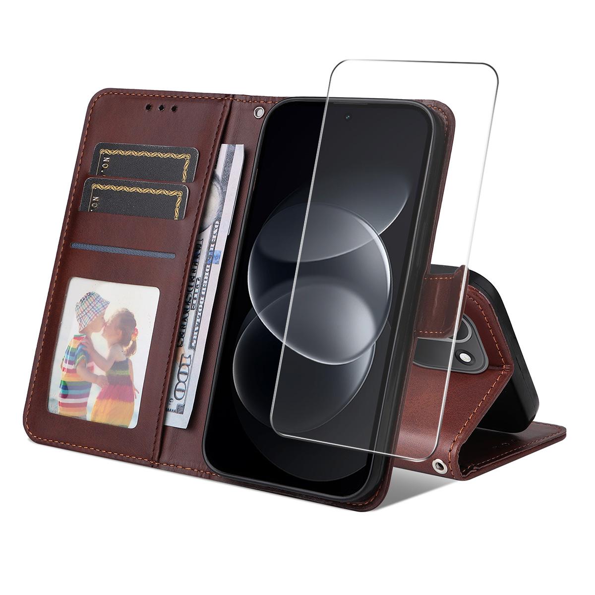 For Redmi Note 17 Pro+ 5G Global163mm ENKAY Card Wallet Calf Texture Leather Phone Case with Screen Film(Brown)