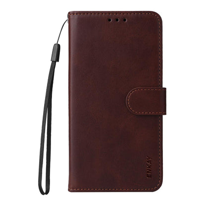 For Redmi Note 17 Pro+ 5G Global163mm ENKAY Card Wallet Calf Texture Leather Phone Case with Screen Film(Brown)