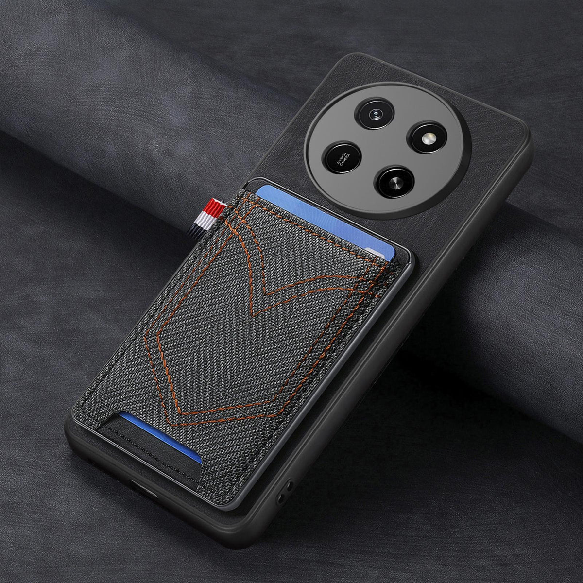 For Honor X80 Pro Max 5G Denim Texture Leather Skin Phone Case with Card Slot - Black - SYA002772405A
