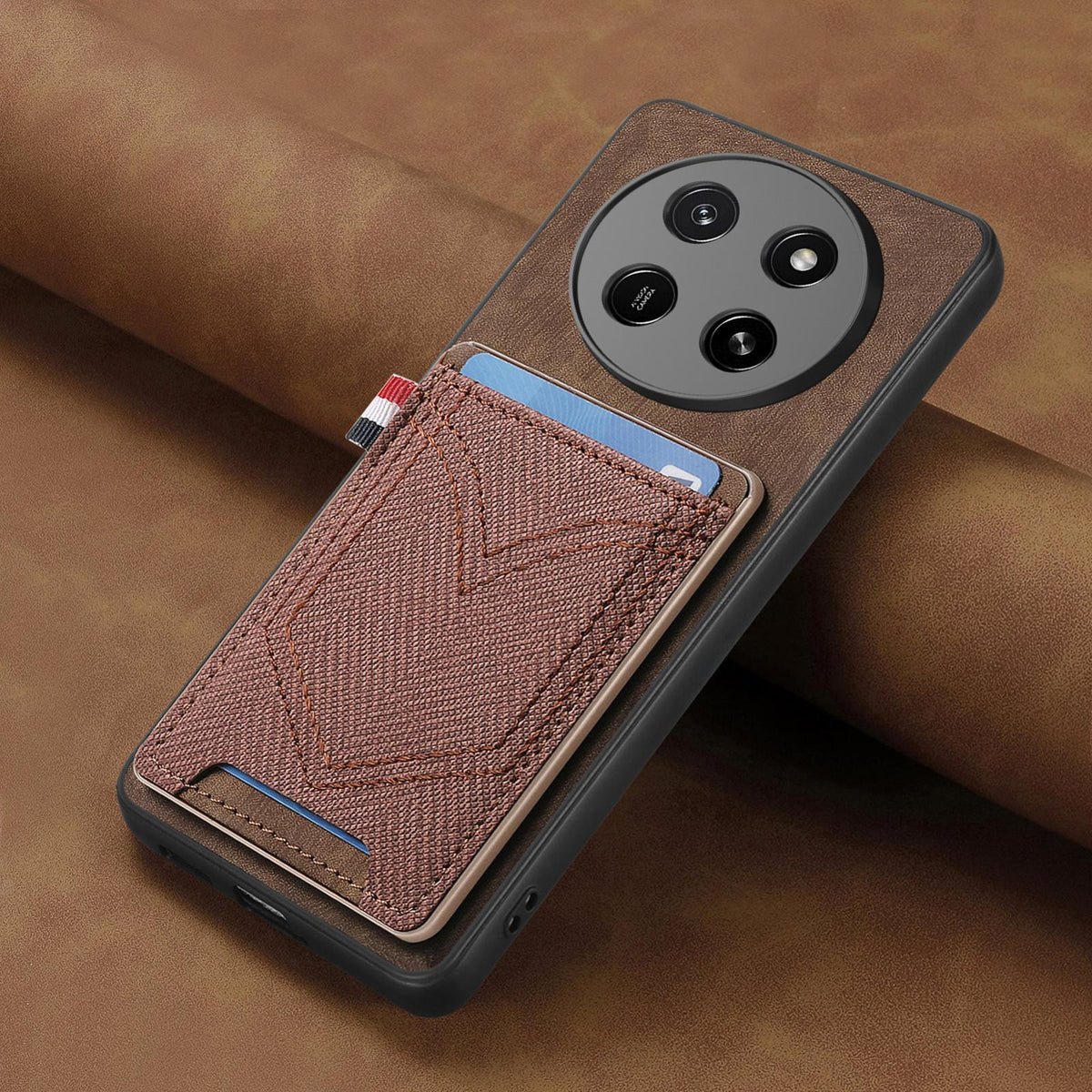 For Honor X80 Pro Max 5G Denim Texture Leather Skin Phone Case with Card Slot - Brown - SYA002772405C