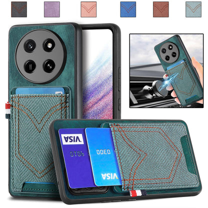 For Honor X80 Pro Max 5G Denim Texture Leather Skin Phone Case with Card Slot - Green - SYA002772405D