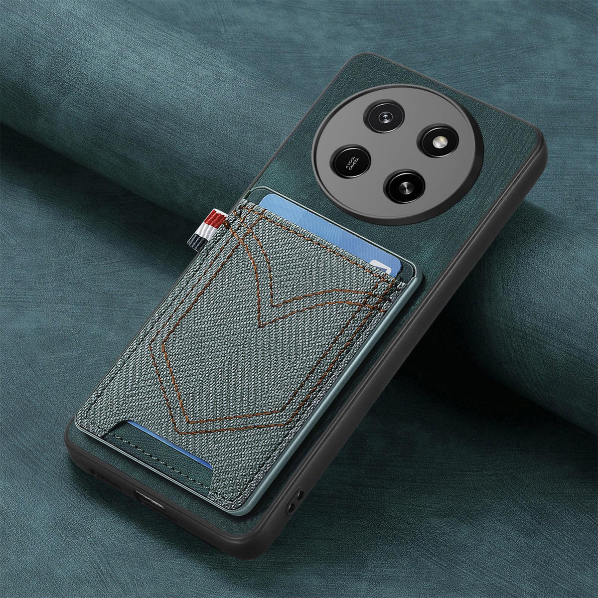 For Honor X80 Pro Max 5G Denim Texture Leather Skin Phone Case with Card Slot - Green - SYA002772405D