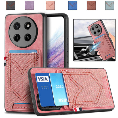 For Honor X80 Pro Max 5G Denim Texture Leather Skin Phone Case with Card Slot - Pink - SYA002772405E