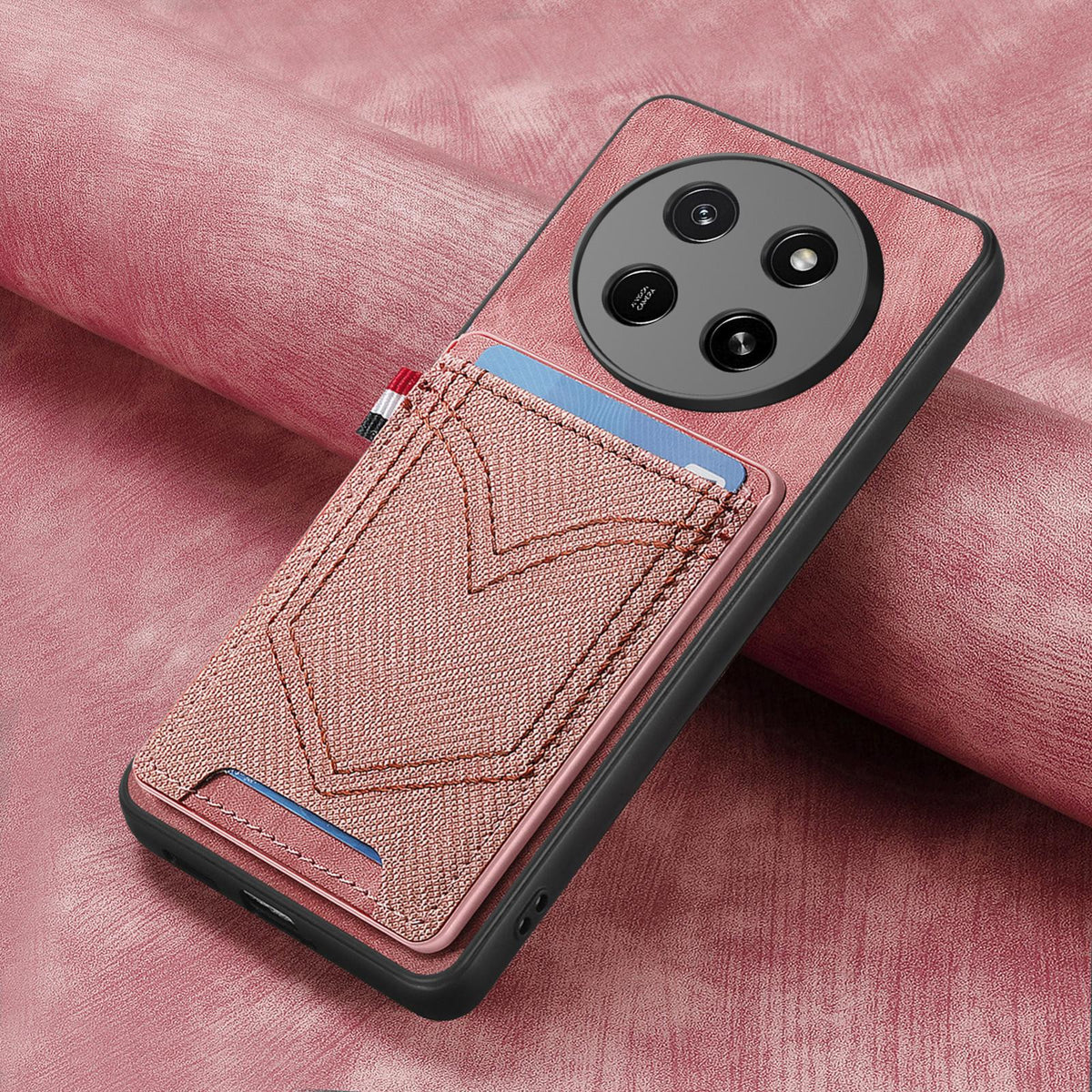 For Honor X80 Pro Max 5G Denim Texture Leather Skin Phone Case with Card Slot - Pink - SYA002772405E