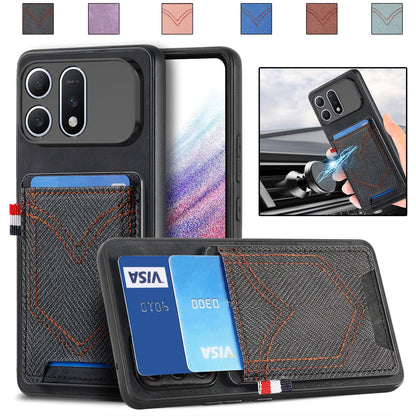 For Honor Win Turbo 5G Denim Texture Leather Skin Phone Case with Card Slot - Black - SYA002772406A