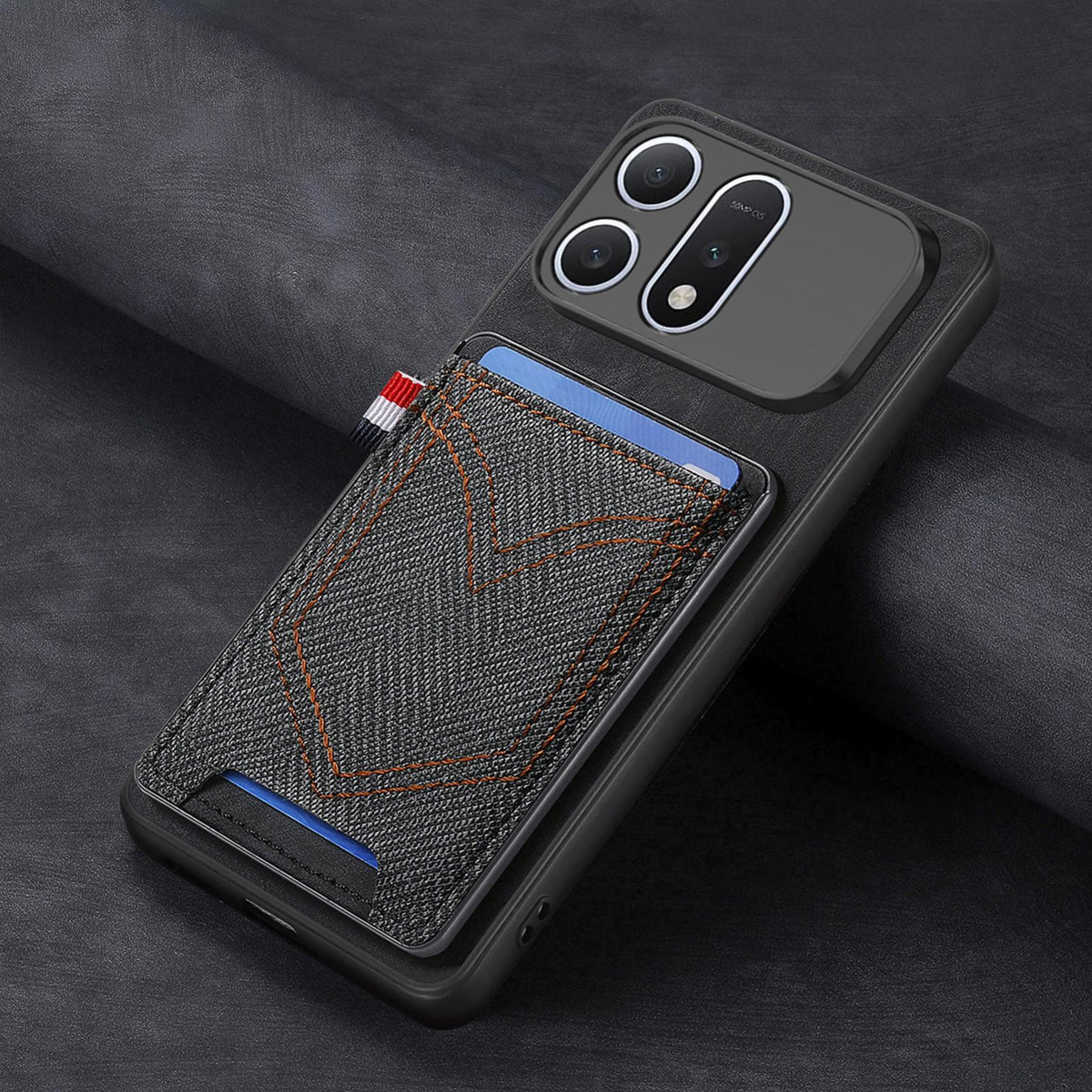For Honor Win Turbo 5G Denim Texture Leather Skin Phone Case with Card Slot - Black - SYA002772406A