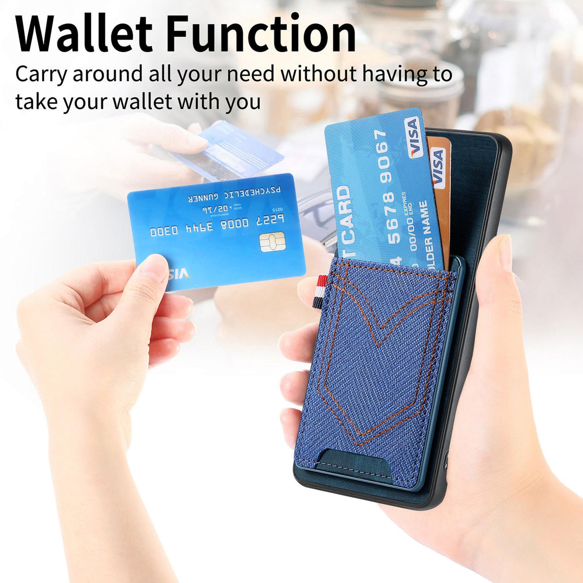 For Honor Win Turbo 5G Denim Texture Leather Skin Phone Case with Card Slot - Blue - SYA002772406B