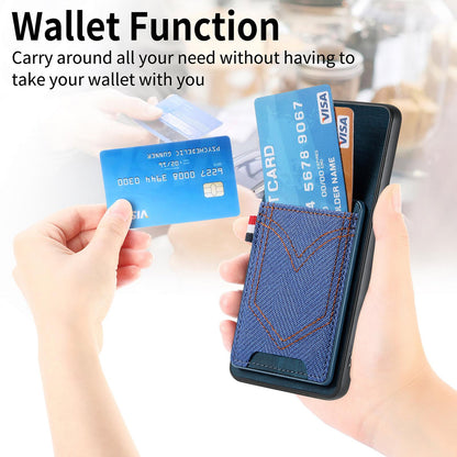 For Honor Win Turbo 5G Denim Texture Leather Skin Phone Case with Card Slot - Blue - SYA002772406B