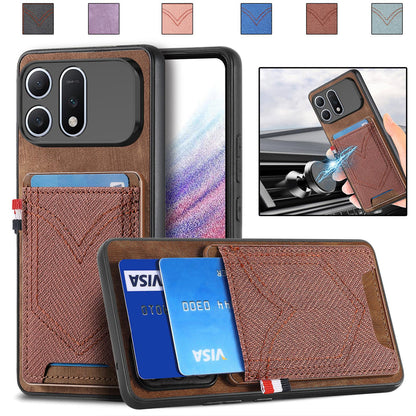 For Honor Win Turbo 5G Denim Texture Leather Skin Phone Case with Card Slot - Brown - SYA002772406C