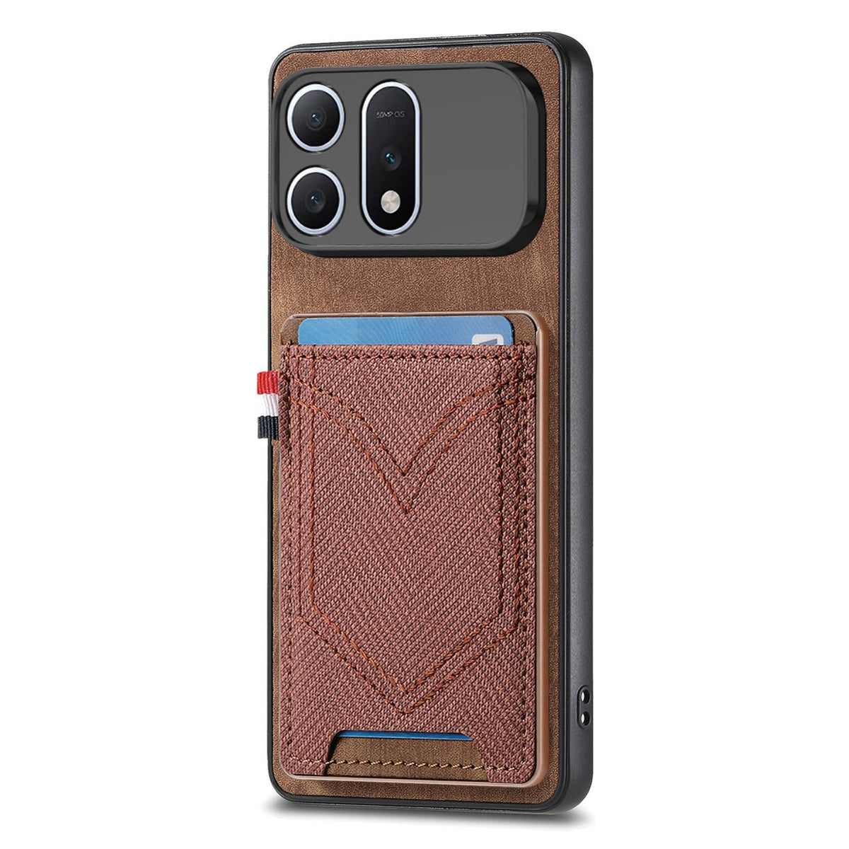 For Honor Win Turbo 5G Denim Texture Leather Skin Phone Case with Card Slot - Brown - SYA002772406C