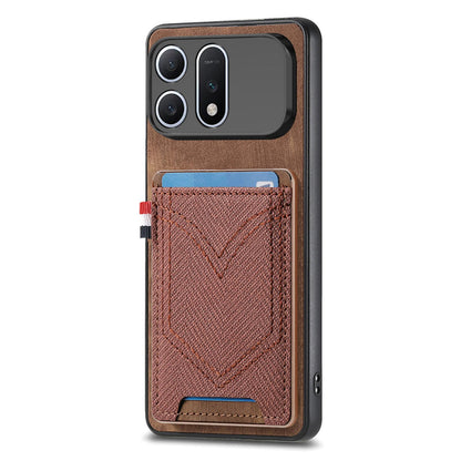 For Honor Win Turbo 5G Denim Texture Leather Skin Phone Case with Card Slot - Brown - SYA002772406C