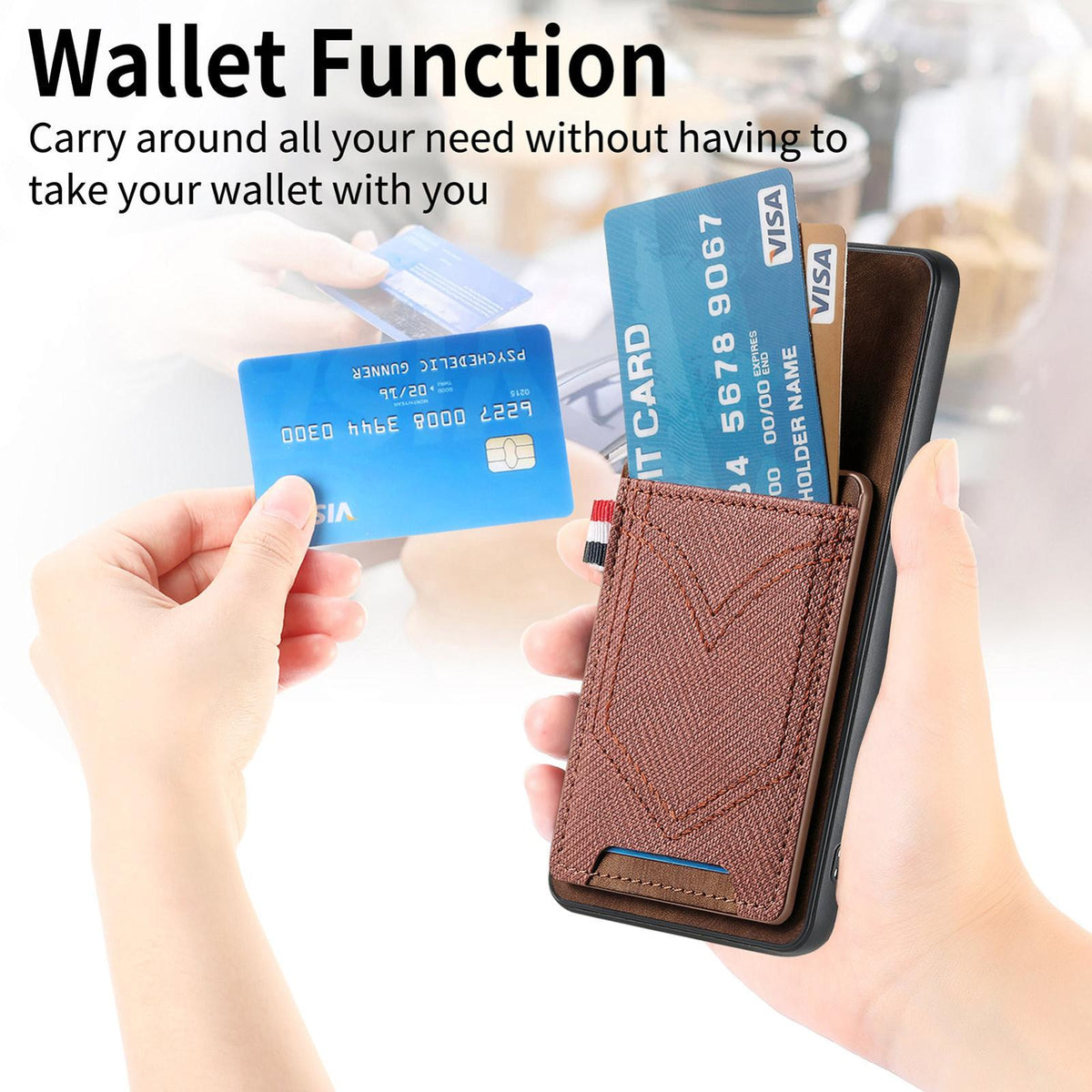 For Honor Win Turbo 5G Denim Texture Leather Skin Phone Case with Card Slot - Brown - SYA002772406C