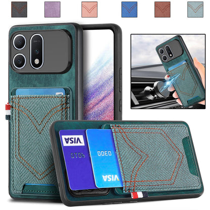 For Honor Win Turbo 5G Denim Texture Leather Skin Phone Case with Card Slot - Green - SYA002772406D