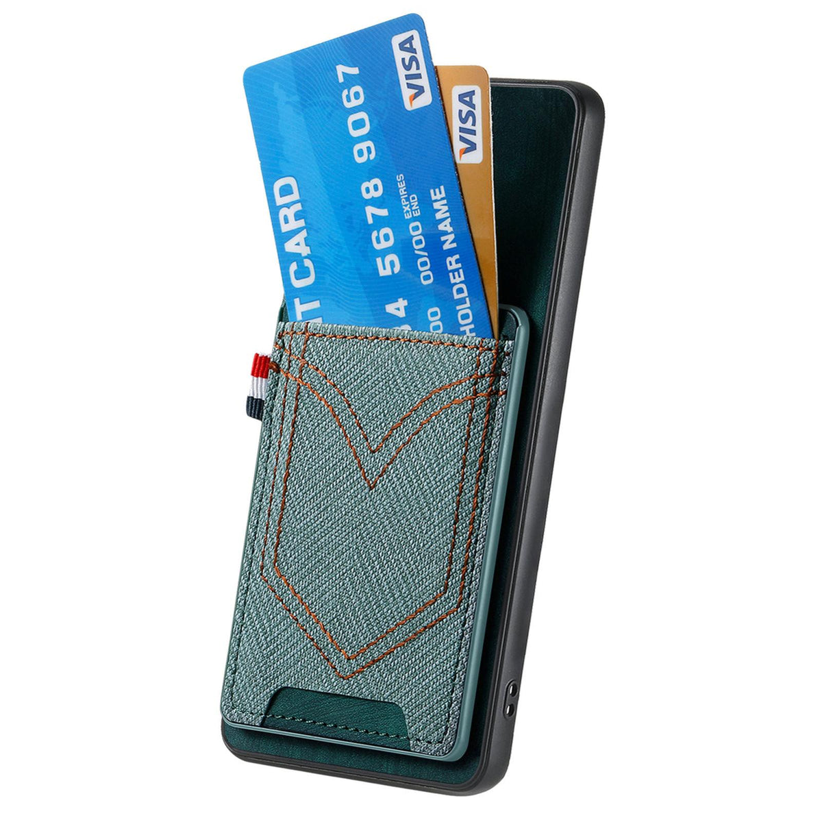 For Honor Win Turbo 5G Denim Texture Leather Skin Phone Case with Card Slot - Green - SYA002772406D