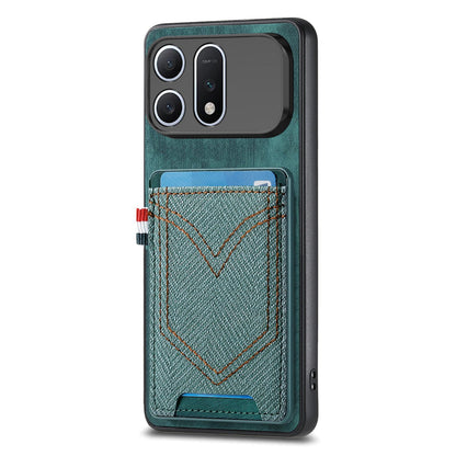 For Honor Win Turbo 5G Denim Texture Leather Skin Phone Case with Card Slot - Green - SYA002772406D
