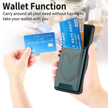 For Honor Win Turbo 5G Denim Texture Leather Skin Phone Case with Card Slot - Green - SYA002772406D