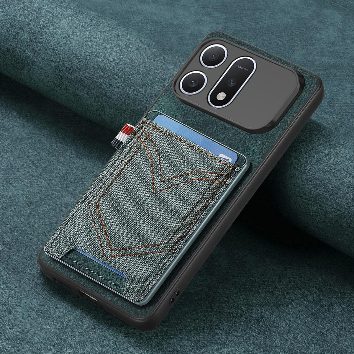 For Honor Win Turbo 5G Denim Texture Leather Skin Phone Case with Card Slot - Green - SYA002772406D