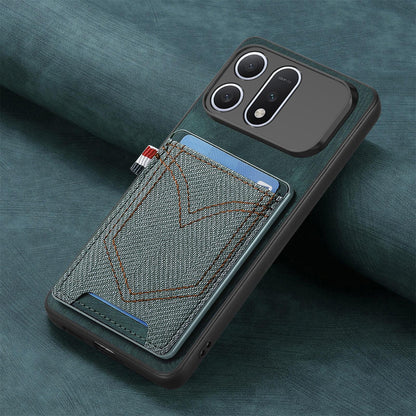 For Honor Win Turbo 5G Denim Texture Leather Skin Phone Case with Card Slot - Green - SYA002772406D