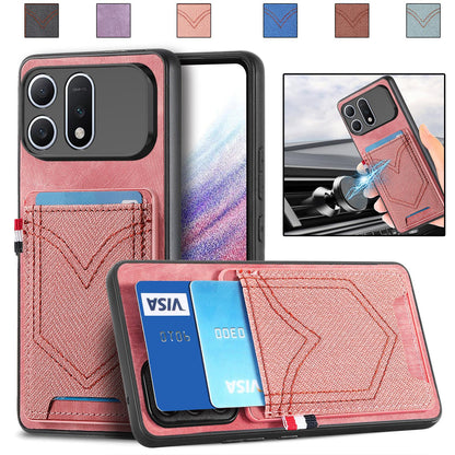 For Honor Win Turbo 5G Denim Texture Leather Skin Phone Case with Card Slot - Pink - SYA002772406E