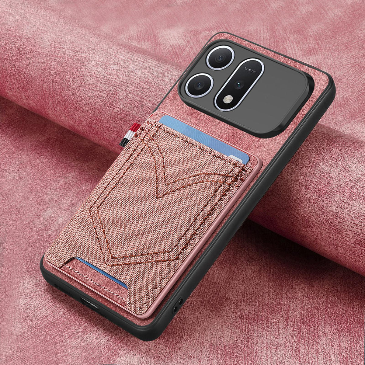 For Honor Win Turbo 5G Denim Texture Leather Skin Phone Case with Card Slot - Pink - SYA002772406E