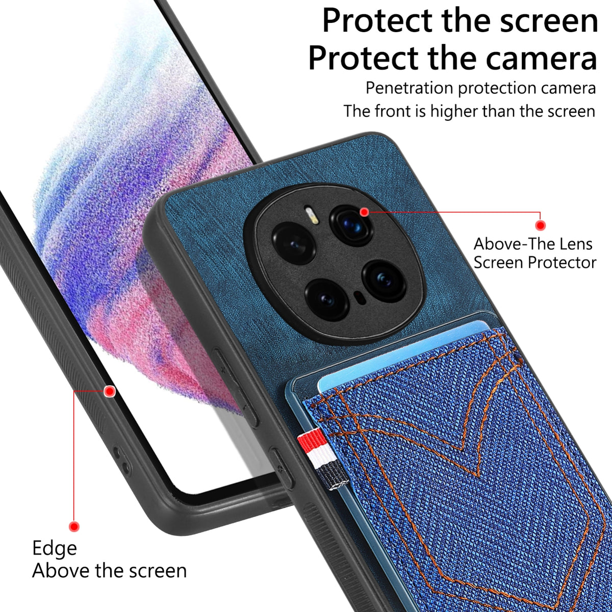 For Honor Win Turbo 5G Denim Texture Leather Skin Phone Case with Card Slot - Black - SYA002772406A